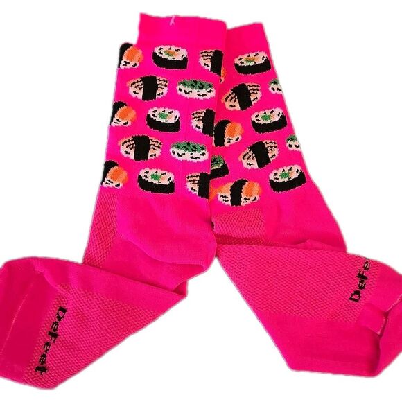 Defeet /Aireator Sz 6 Sushi Socks 13 " Calf. New W/O Tags Bright Pink Japanese - Picture 1 of 4